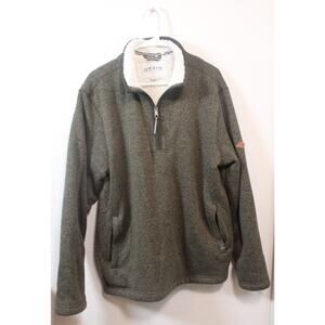 Orvis Sherpa Lined 1/4 Zip Sweater Jacket Pullover Mens L Mock Neck Fleece